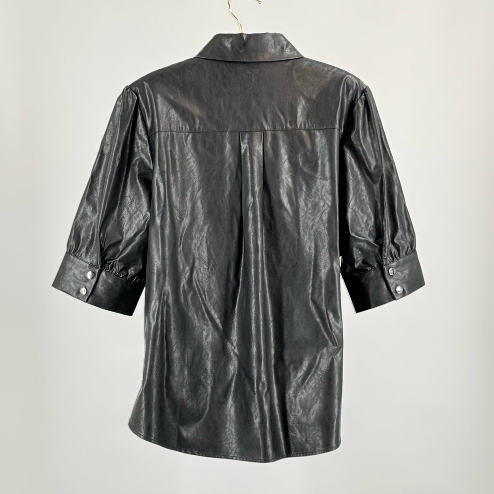 Tyler Boe Alice Vegan Leather Shirt in Black Size 8 - Picture 10 of 11